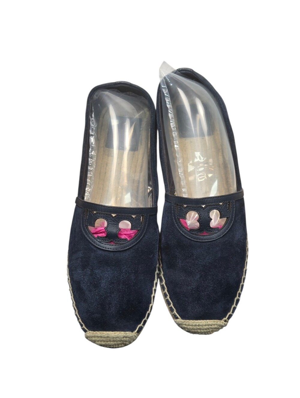Tory Burch Sidney Navy Suede Espadrille Flats Logo Slip On Shoes Womens 10 - Picture 10 of 11